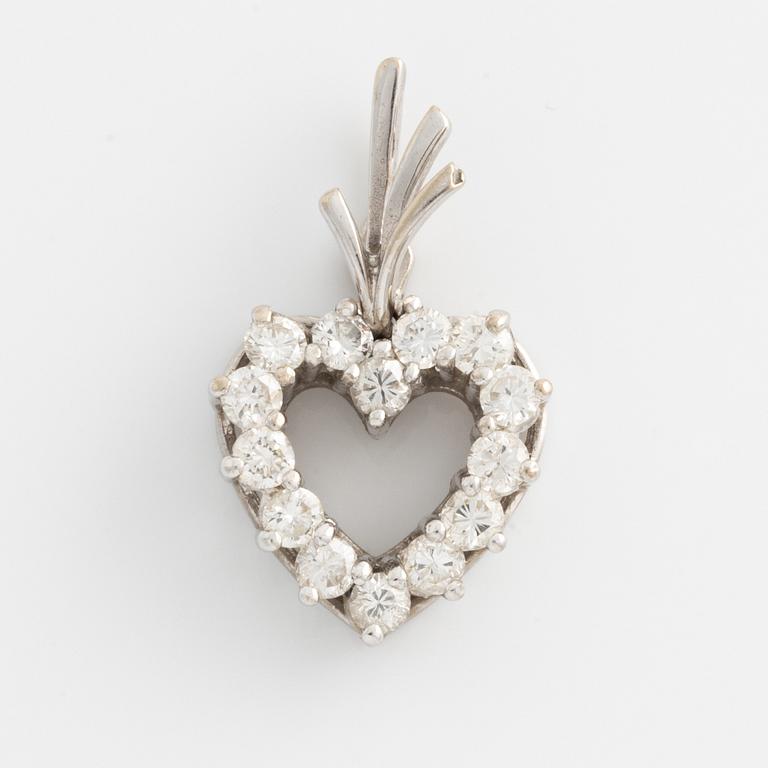 Pendant, heart, white gold with brilliant-cut diamonds.