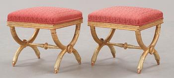A pair of late Gustavian stools by E Ståhl, master 1794.