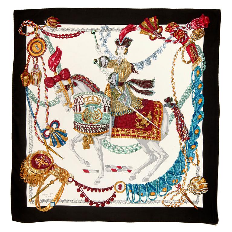 HERMÈS, a silk scarf, "Le Timbalier".