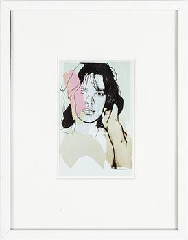 ANDY WARHOL efter, 2 st, färgoffsettryck, ANNOUNCEMENT CARD, Mick Jagger, 1975.