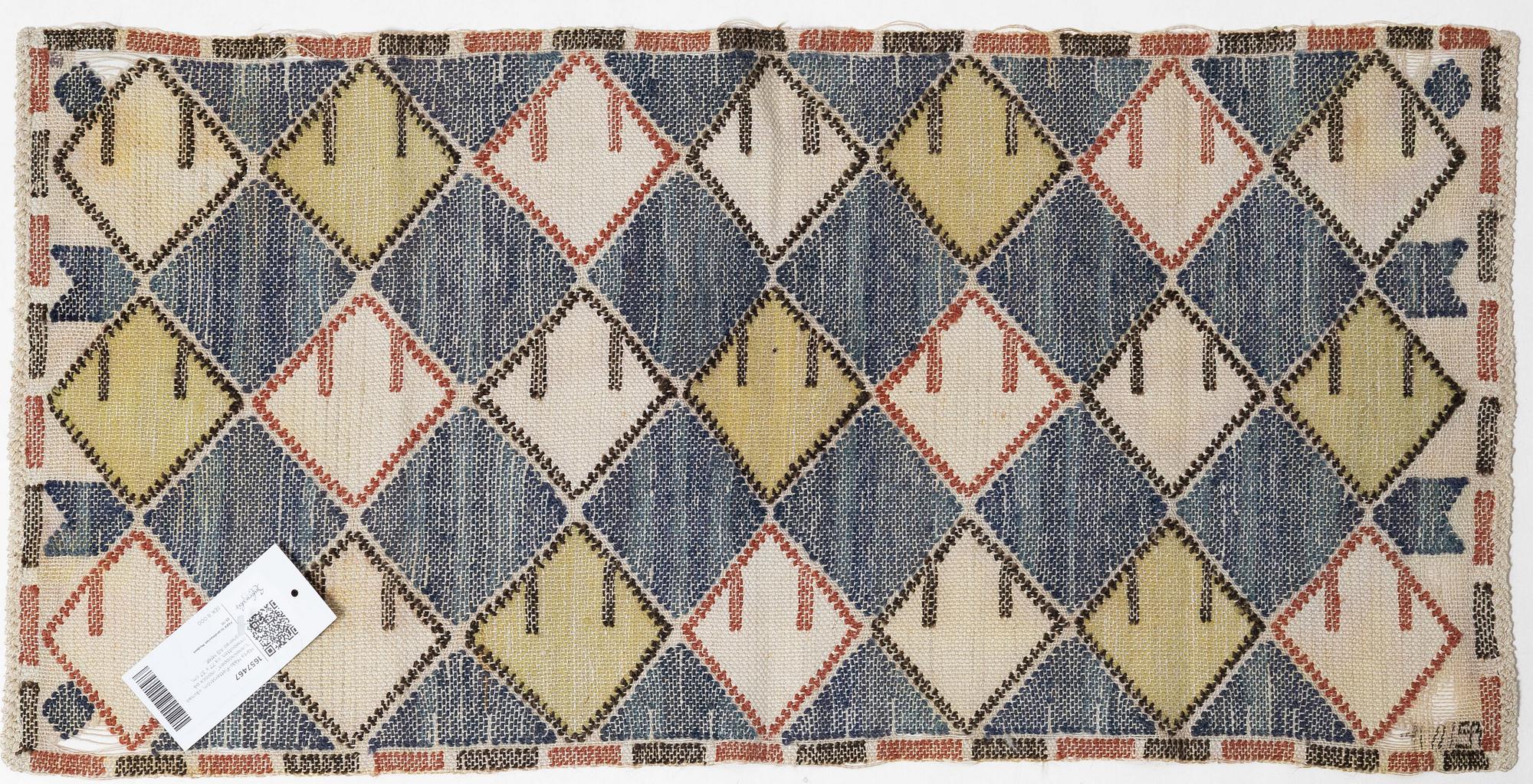 A flat weave textile 'Linneknoppen' by Märta Måås-Fjetterström, c. 77 x 37 cm, signed AB MMF.