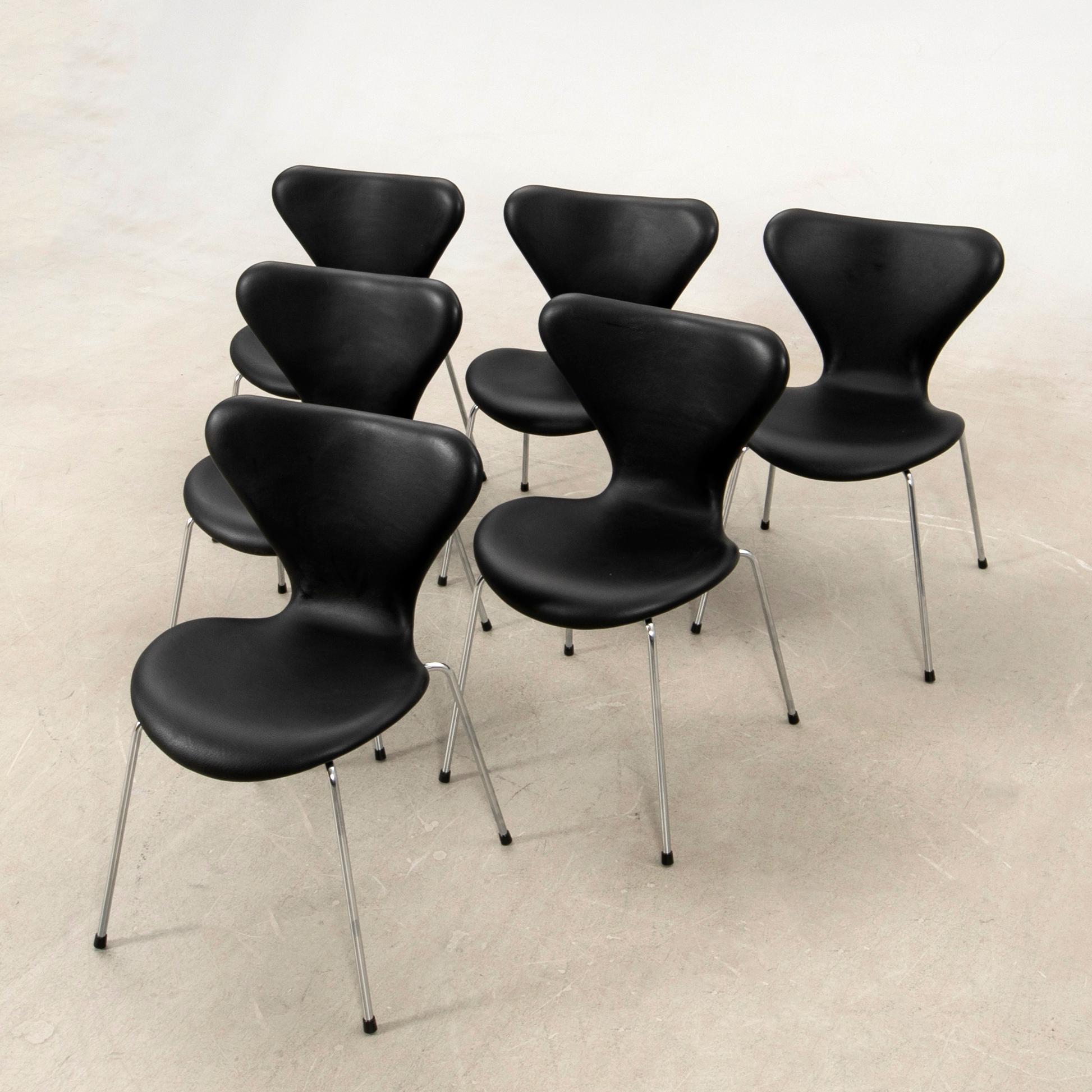 Arne Jacobsen, stolar 6 st för Fritz Hansen Danmark.