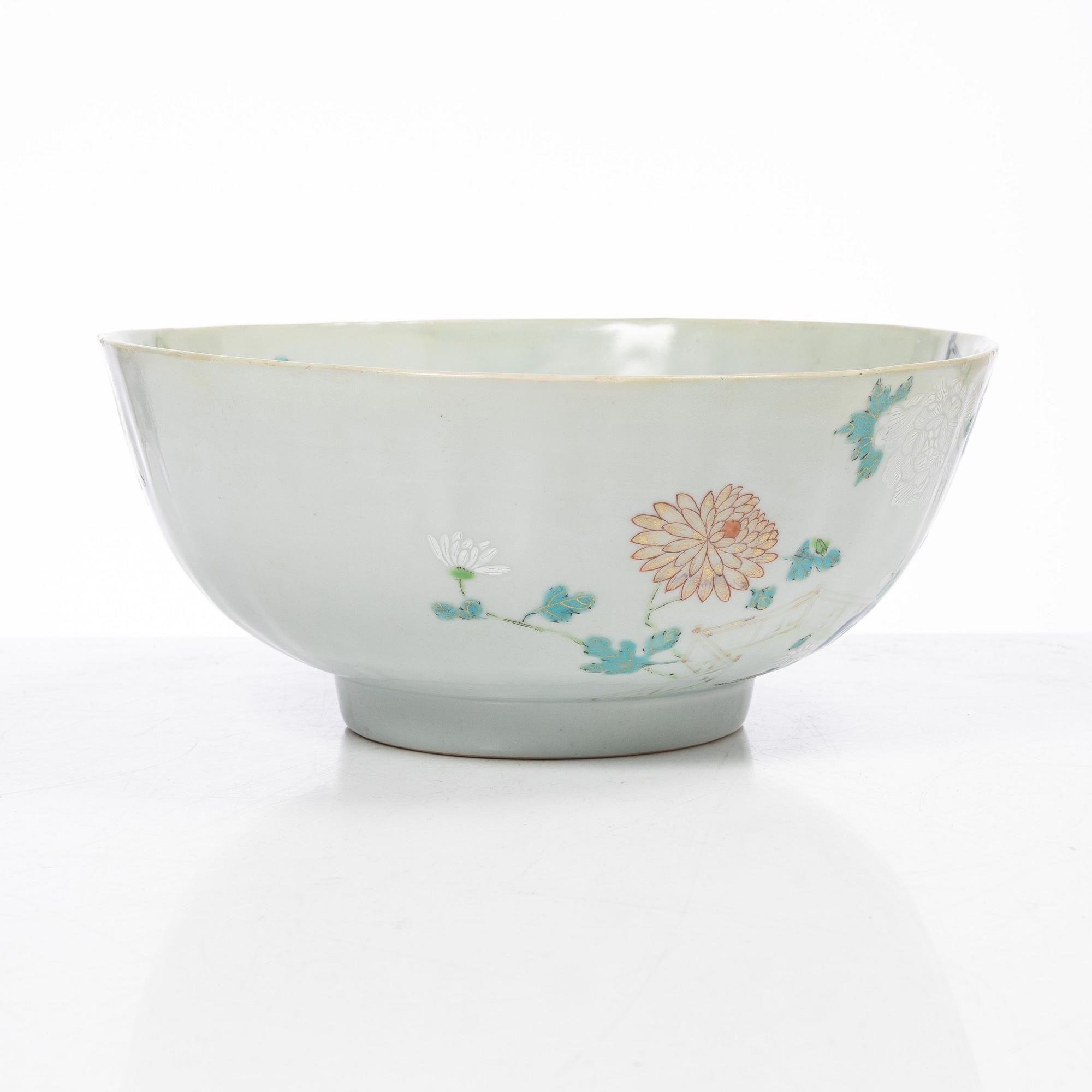 Skål samt tallrikar, ett par, porslin, Kina, Yongcheng (1723-35).