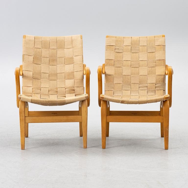 Bruno Mathsson, a pair of 'Eva' armchairs, Firma Karl Mathsson, Värnamo, 1959-62.