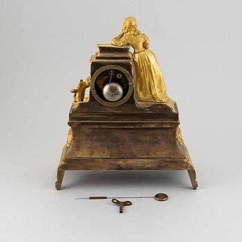 A rococo style brass mantle clock, second half of the 19th Century.
