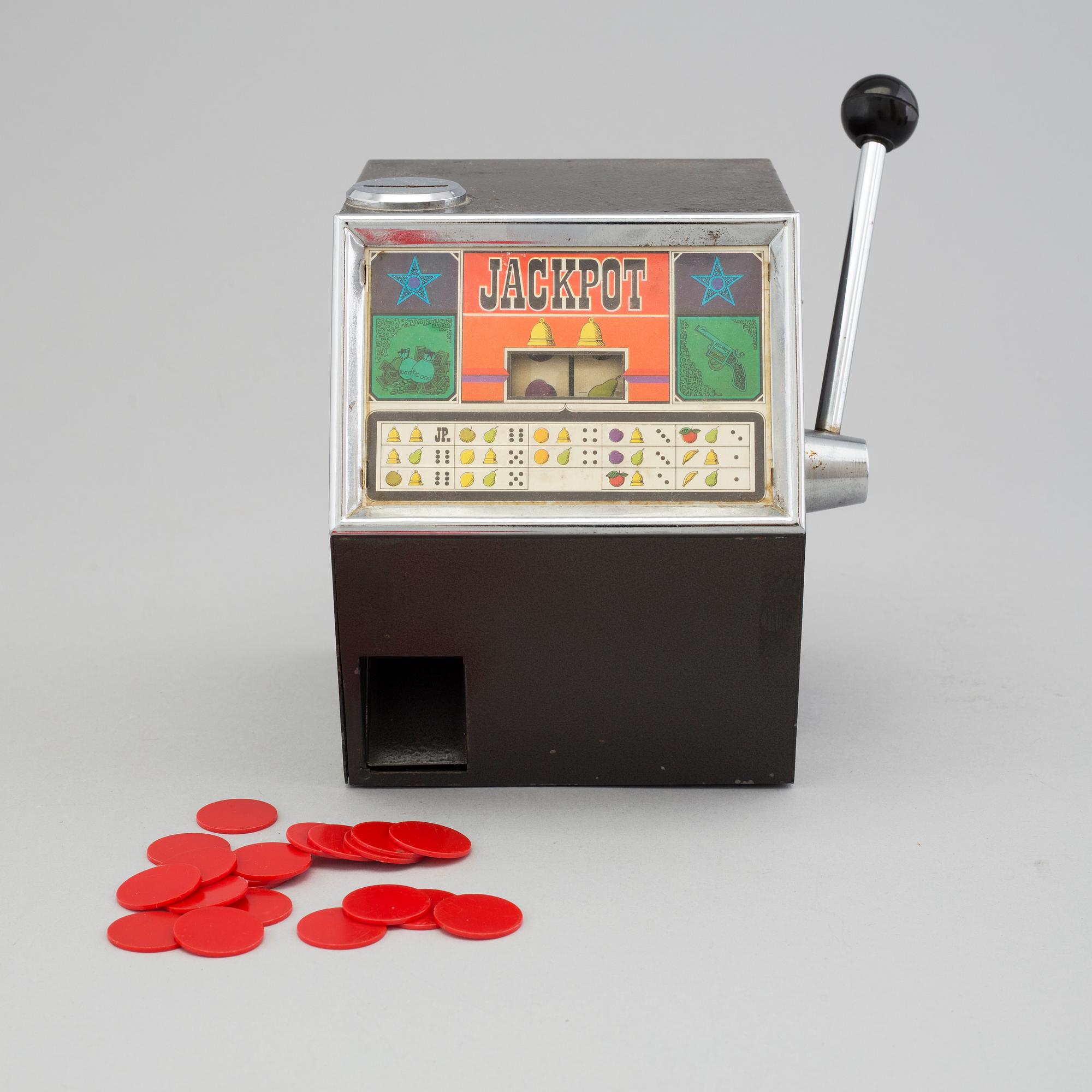 SPELAUTOMAT, så kallad enarmad bandit, "Jackpot", troligen 1950-tal.