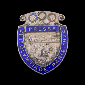 OLYMPIAMÄRKE, metall, Presse, VIII:e Olymiade Paris 1924.