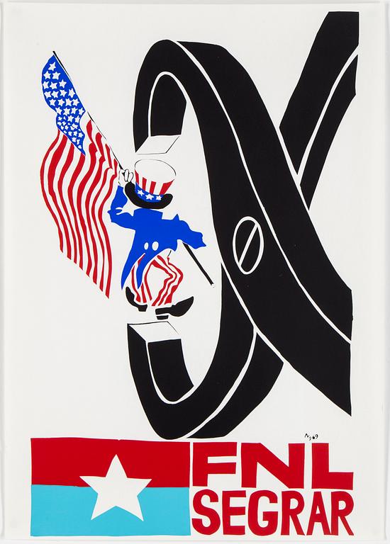 POLITISK POSTER, "FNL segrar", screen tryck, 1969.