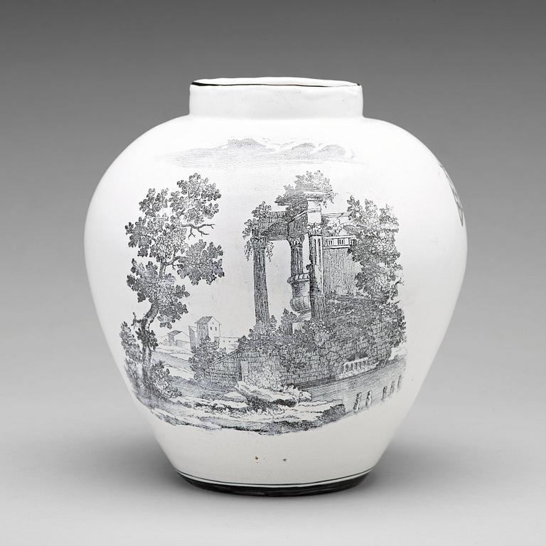 A Swedish Marieberg faience jar, 18th Century.