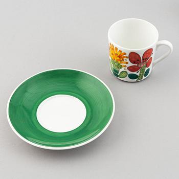 Stig Lindberg, kaffekoppar, 4 st, benporslin. "Tahiti", Gustavsberg.