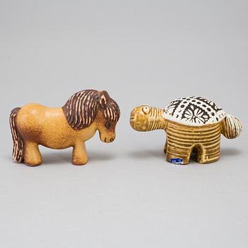 2 Lisa Larson stoneware figurines for Gustavsberg and K-studion.