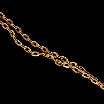 KLOCKKEDJA, 18 k guld, kedjelänk. Vikt ca 8 gram.