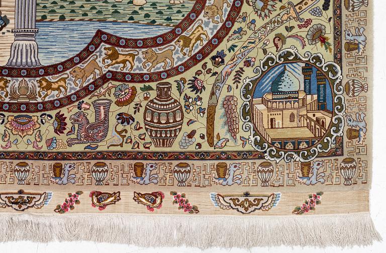 Rug, Tabriz pictorial, approx. 316 x 195 cm.
