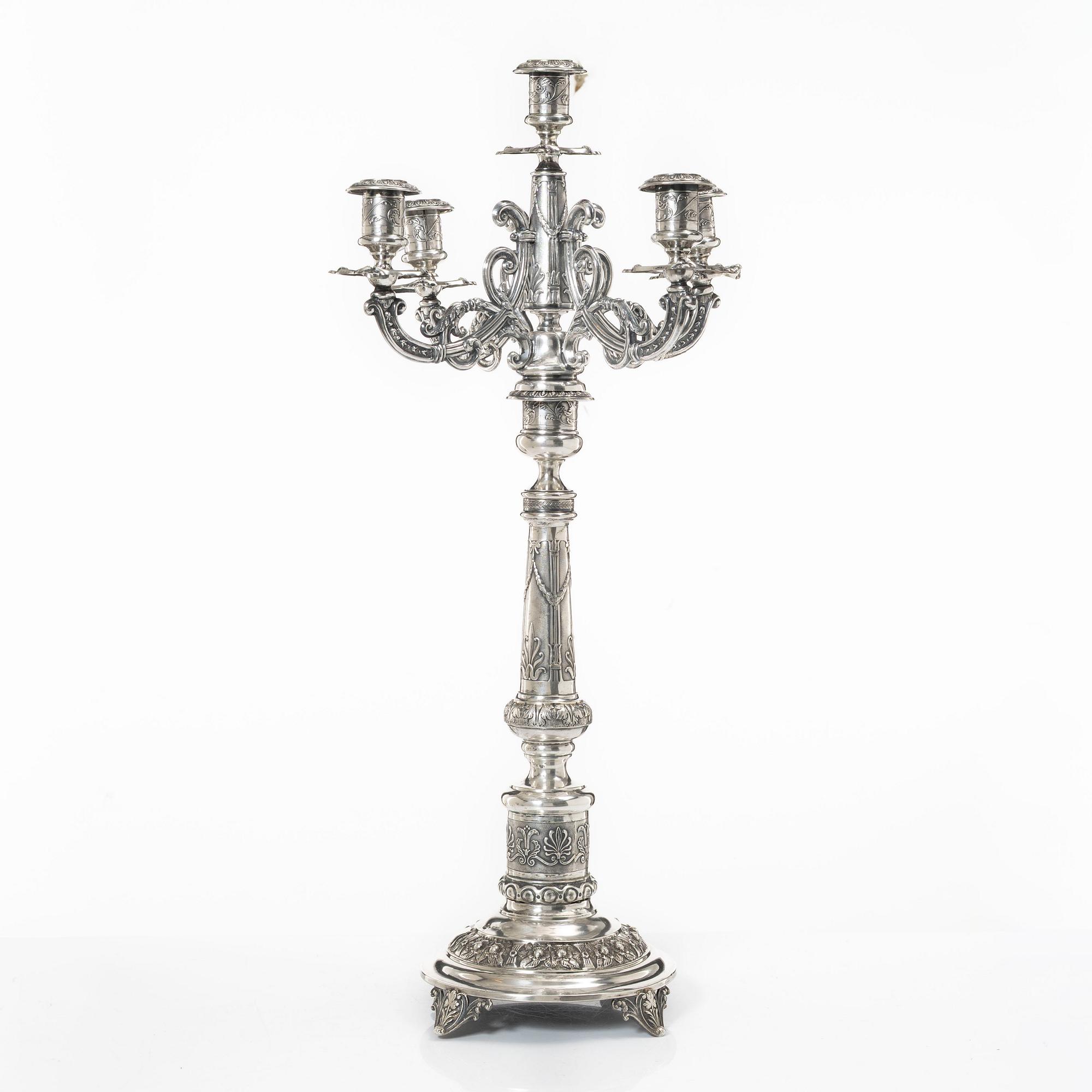 Candelabrum, silver, Isaac (Icek) Ehrlich, Warsaw, circa 1900.