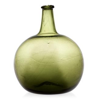 636. A green glass bottle, presumably Limmared, circa 1800.