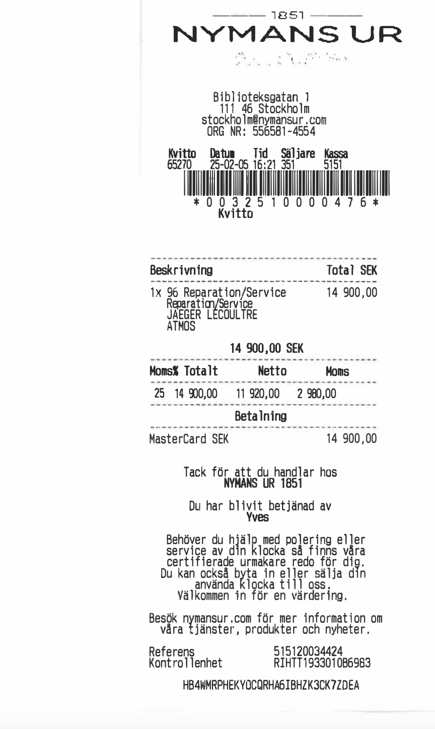 Jaeger-LeCoultre, Atmos, "White Fish Marina", table clock, 23 x 18 x 13 cm.