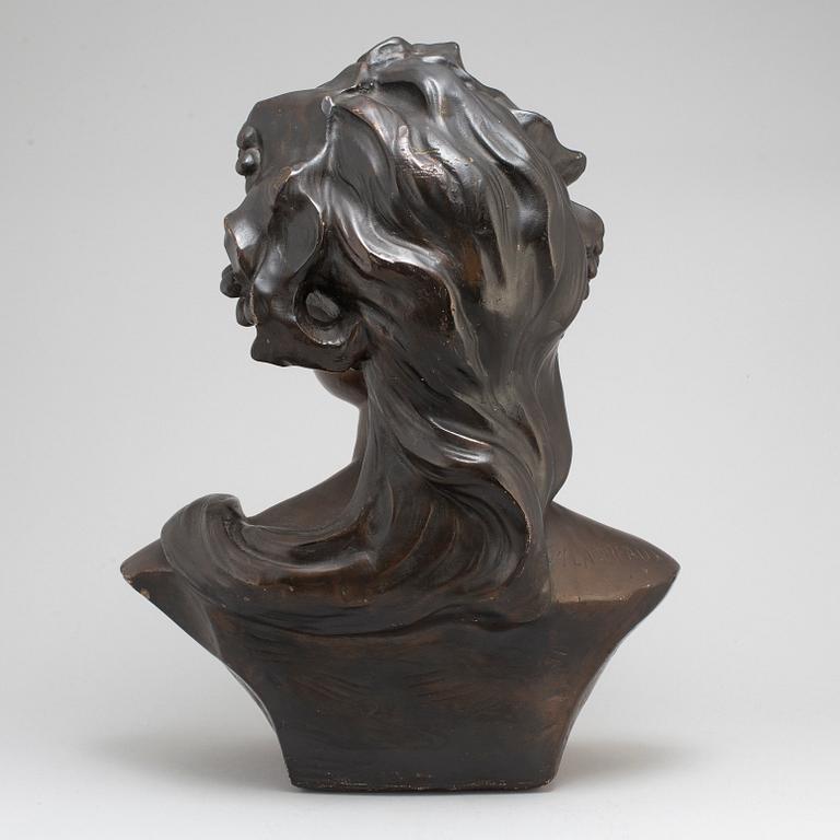 JEF LAMBEAUX, after. Bust, plaster, signed Jef Lambeaux.