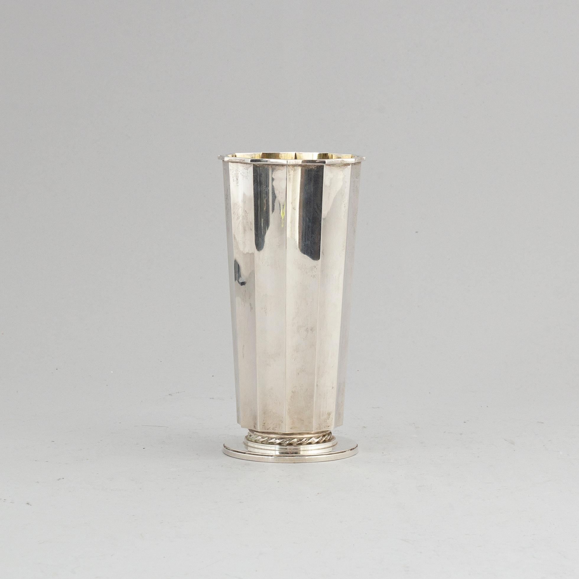 A silver Borgila vase.