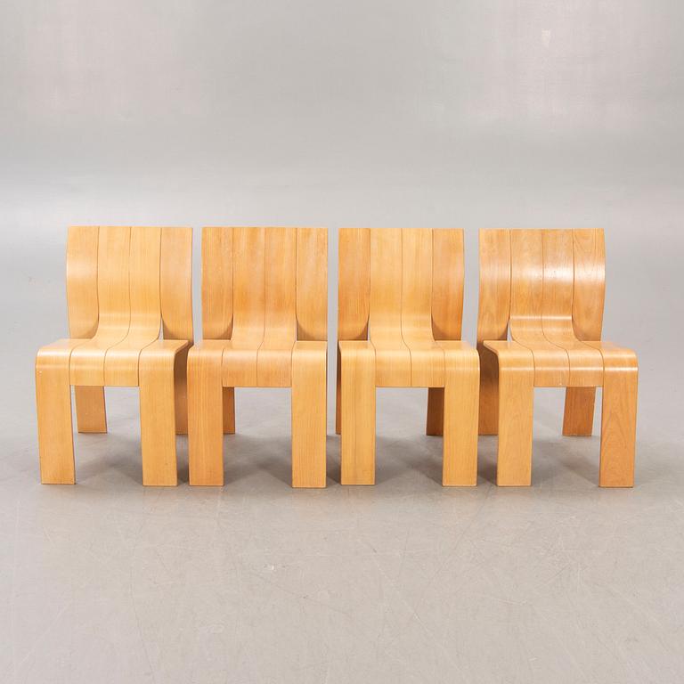 A set of four 1970s Gijs Bakker, oak chairs for Castelijn Netherlands,