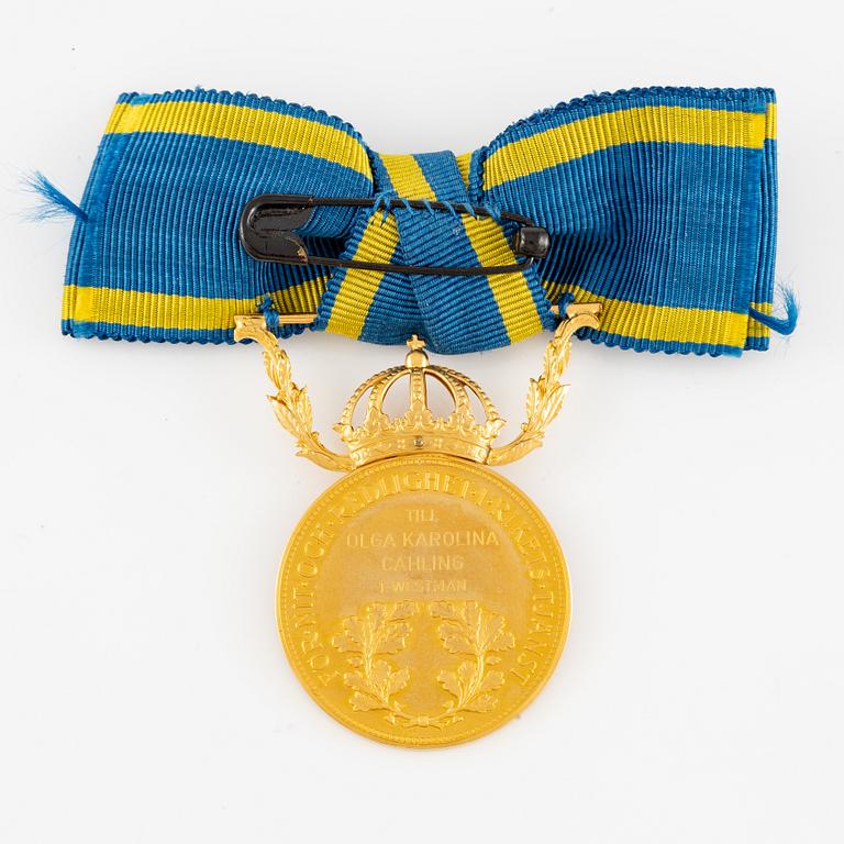 Medal, 18k gold, Sweden, Gustav VI Adolf.