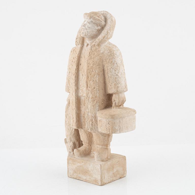 Emil Näsvall, skulptur, signerad och daterad. Bemålad gips.