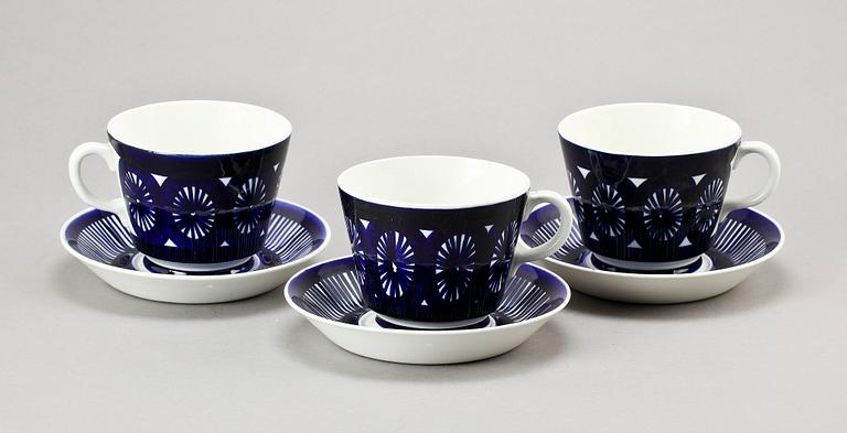 TEKOPPAR, 9 st, porslin, "Fiesta", Ulla Procopé, Arabia.