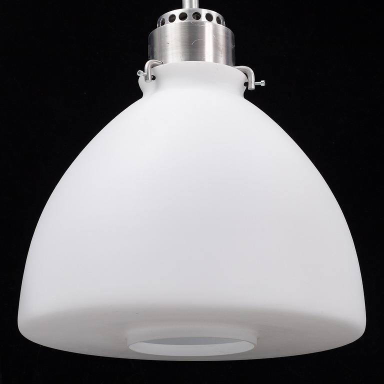 A late 20th century glass and metal ceiling lamp.