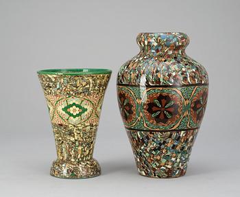 444. Two ceramic vases, signed A.M. Vallauris, Gerbino.