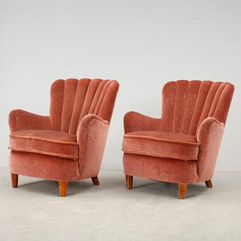 FÅTÖLJER, ett par, art déco, 1930-tal.