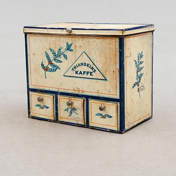 KAFFEBOX, plåt, Triangelns Kaffe, 1900-taltes mitt.