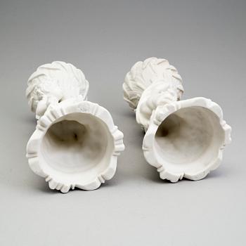 A PAIR OF PARIAN FLOWER VASES, Gustafsberg, second half of the 19th century.
