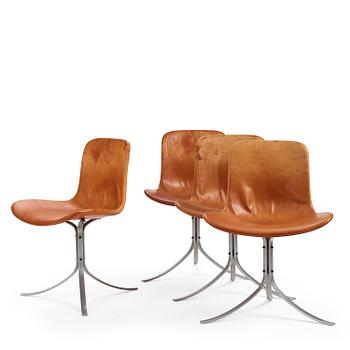 423. Poul Kjaerholm, stolar, fyra stycken, "PK9",  E. Kold Christensen, Danmark, 1960-tal.