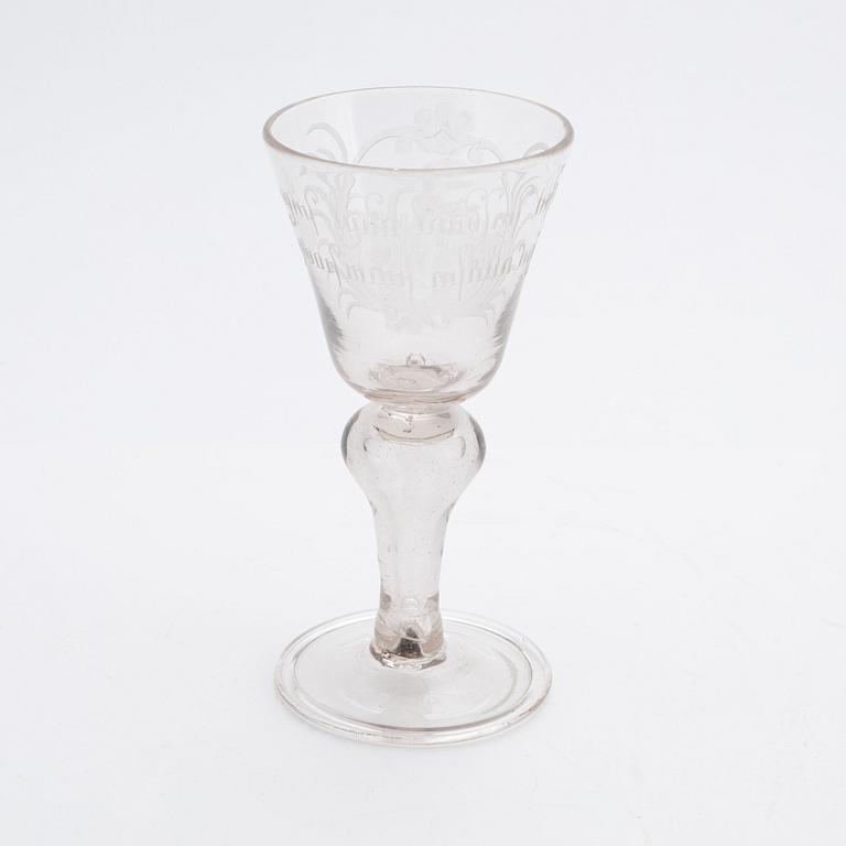 An 18th Century presumably German wine glass.