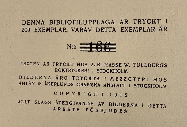 John Bauer, mezzotypi, utgiven av Åhlén & Åkerlunds, Stockholm 1918, bibliofilupplaga, 166/200.