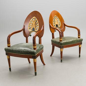 A PAIR OF RUSSIAN ARMCHAIRS LATE 20TH CENTURY.