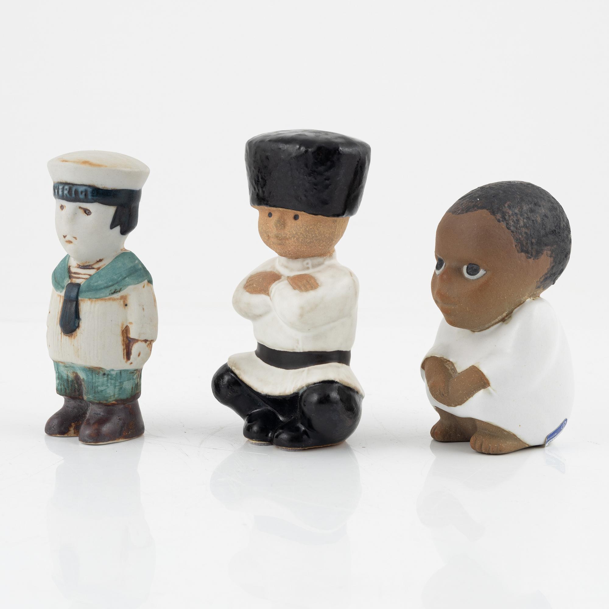 Lisa Larson, six stoneware figurines, Gustavsberg, Sweden.
