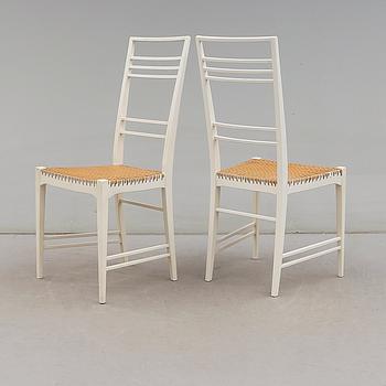 Erik Chambert, a set of six white lacquered Poem chairs, Chambert´s, Sweden 1950´s.