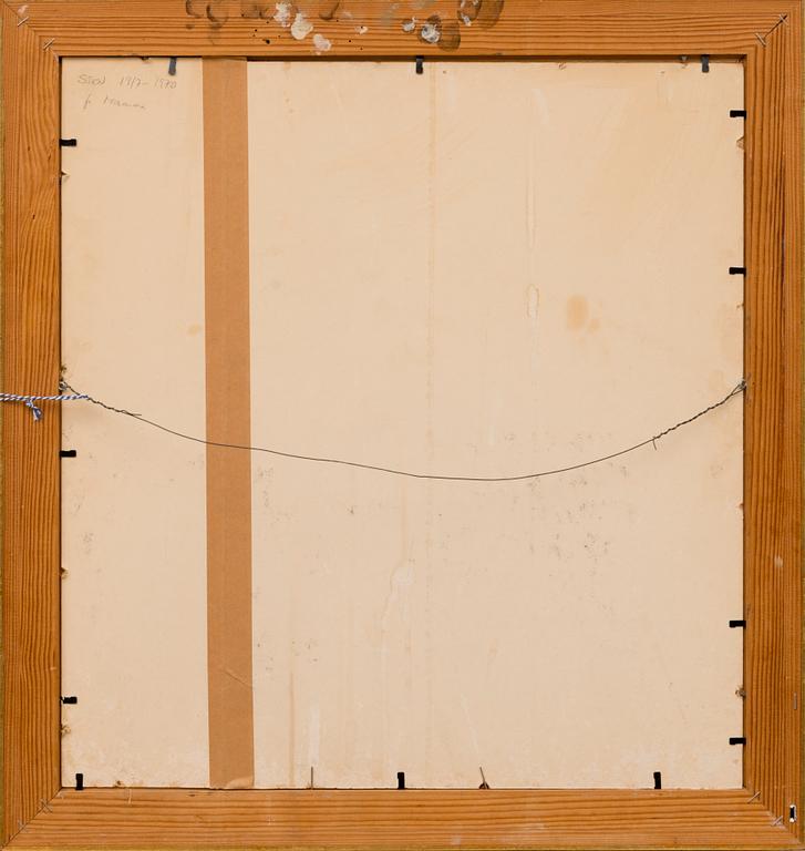 VALDEMAR PYYSIÄINEN, sekatekniikka kankaalle, kiinnitetty levylle, signeerattu ja päivätty -64.