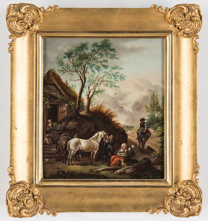 An oil on a steel board in the art of Philips Wouwerman, 19th century.