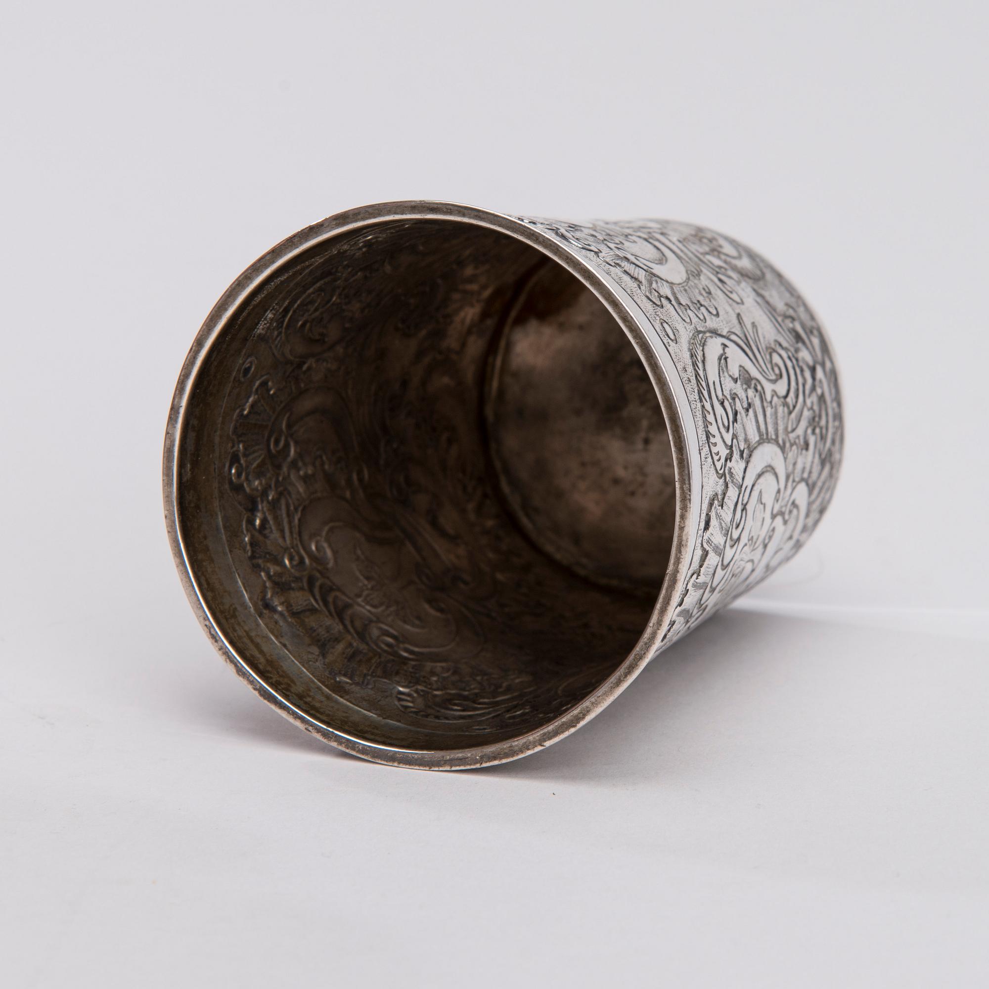 BÄGARE, silver, Moskva 1700-tal, vikt 70 g.