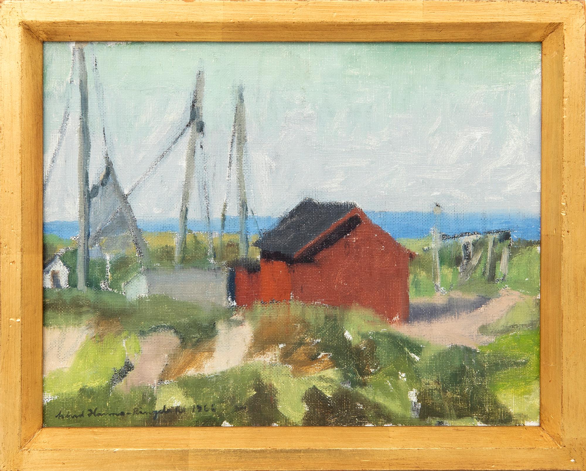 Astrid Harms-Ringdahl, Fishing shed and boat, motif from Österlen.