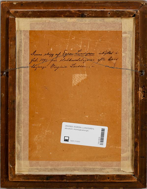 EGRON LUNDGREN, akvarell, monogramsign.