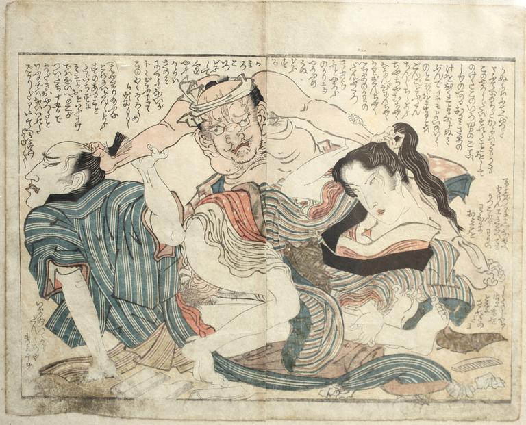 TRÄSNITT, 2 st , ett troligen ISODA KORYUSAI, Japan, 1800-tal.
