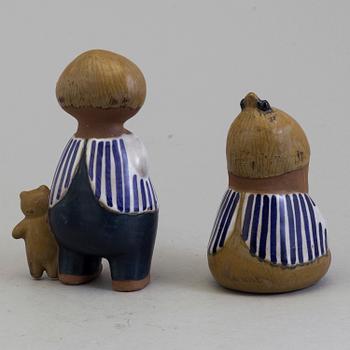 LISA LARSON, two stoneware figurines from Gustavsberg, 'Malin' och 'Johanna'.