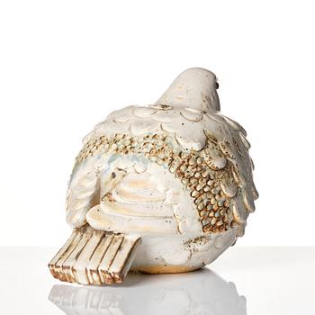 Tyra Lundgren, a chamotte stoneware sculpture of a pigeon, Sweden mid 20th century.