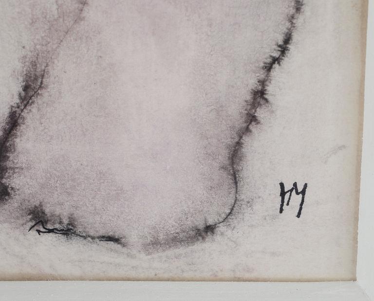 HENRI MICHAUX, blandteknik på papper. Sign.