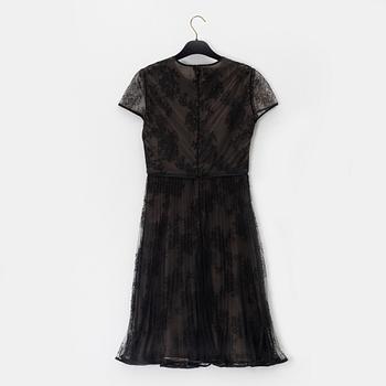 Valentino, a black lace dress, size 6.