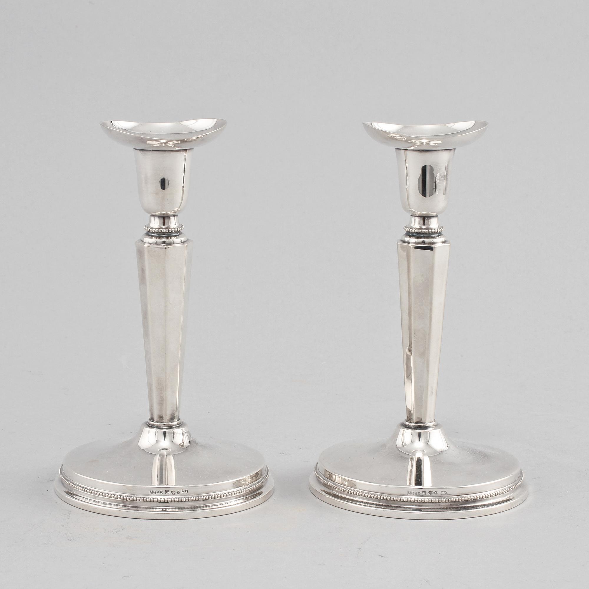 LJUSSTAKAR, ett par, silver, Markströms Guldsmeds Ab, Uppsala, 1955.