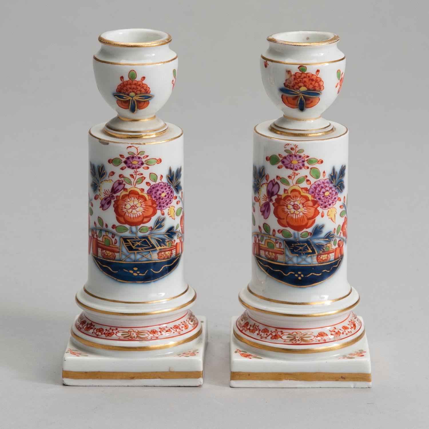 LJUSSTAKAR, ett par, porslin, Meissen, 1800-tal.