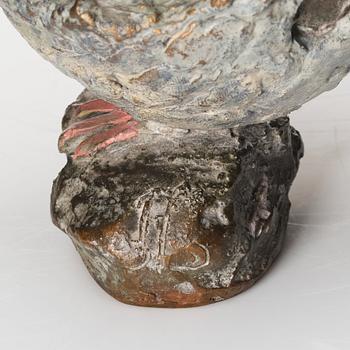 Tyra Lundgren, a patinated and painted bronze sculpture of a bird, Sweden, probably 1970s.
